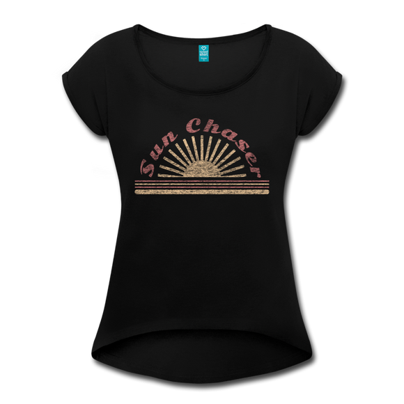 Sun Chaser Women's Roll Cuff T-Shirt - black